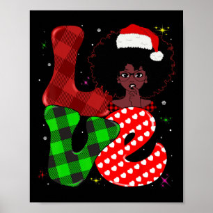 Black African Girl American Melanin Christmas Sant Poster