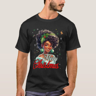 Black African Girl American Melanin Christmas Sant T-Shirt