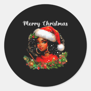 Black African Girl Funny Christmas American Melani Classic Round Sticker