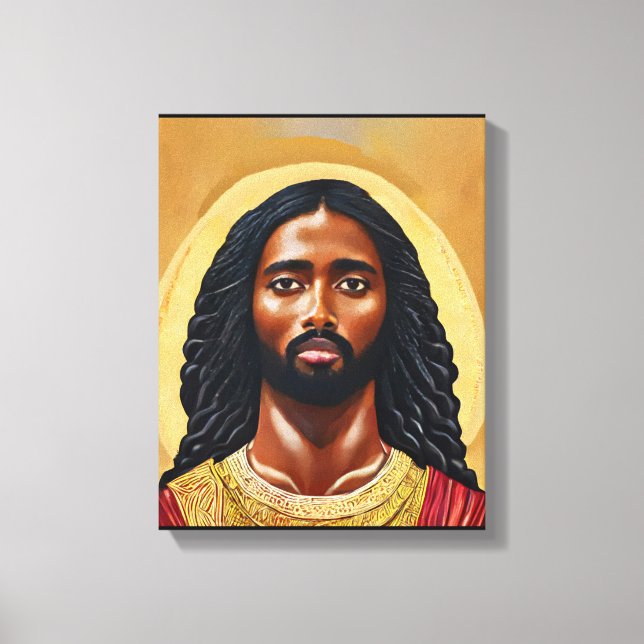 Black African Jesus Christ Religious Art Canvas Print (Front)
