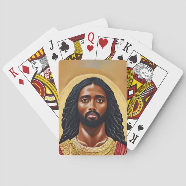 Black African Jesus Christ Religious Art Playing Cards (Back)