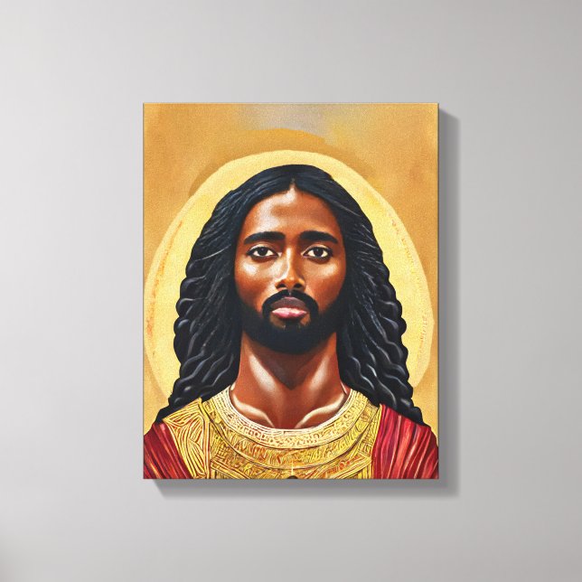 Black African Man Jesus Christ Religious Art Canvas Print (Front)