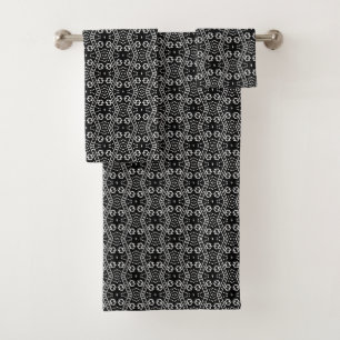 Black African Modern Mudcloth Design Bath Towel Set