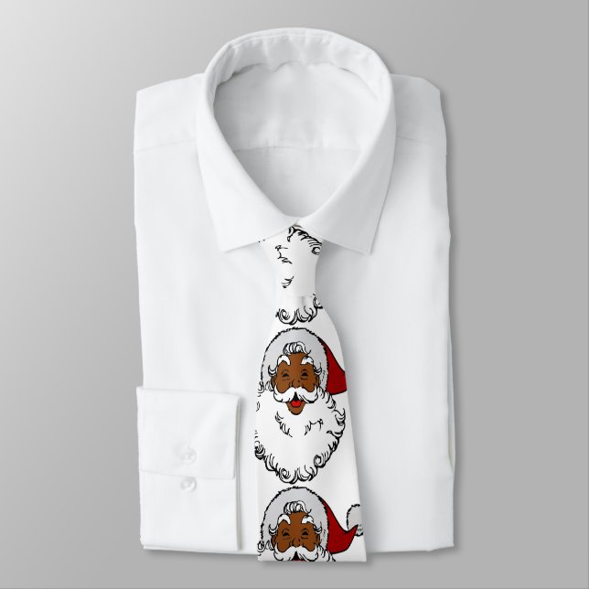 black african santa claus christmas tie (Tied)