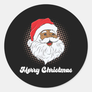 Black African Santa Merry Christmas Xmas 2022 Classic Round Sticker