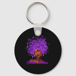Black African Woman Afro Purple Ribbon Overdose Aw Keychain