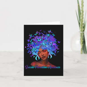 Black African Woman Afro Teal And Purple Suicide P Card