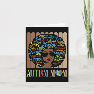 Black Afro African American Autism Mom Awareness M Card
