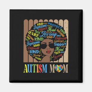 Black Afro African American Autism Mom Awareness M Magnet