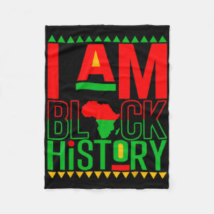 Black Afro African American I Am Black History Mon Fleece Blanket