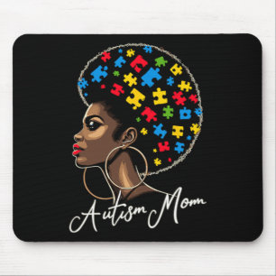 Black Afro American Autism Awareness Mom Mouse Pad
