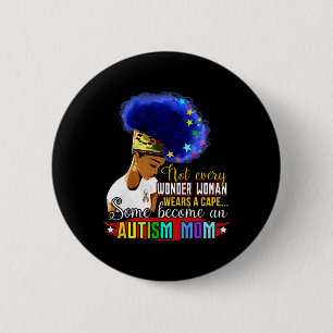 Black Afro American Autism Awareness Mom Rainbow S 2 Inch Round Button