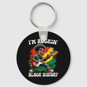 Black Afro Boy I'm Rockin' Black History Month Gui Keychain