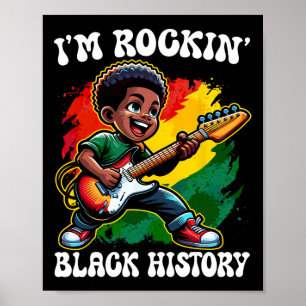 Black Afro Boy I'm Rockin Black History Month Guit Poster