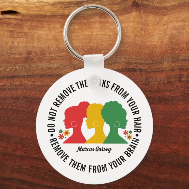 BLACK AFRO HAIR Inspirational Quote Keychain (Front)