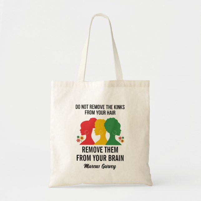 BLACK AFRO HAIR Inspirational Quote Tote Bag (Front)
