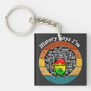 Black Afro Woman Melanin Girl Black History Month Keychain