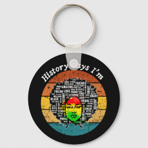 Black Afro Woman Melanin Girl Black History Month Keychain