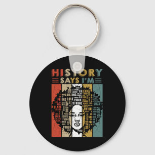 Black Afro Woman Melanin Girl Black History Month Keychain