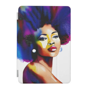 Black Afro Woman Watercolor Portrait IV iPad Mini Cover