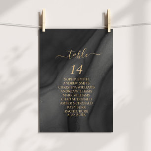 Black Agat & Gold Calligraphy Seating Chart Cards