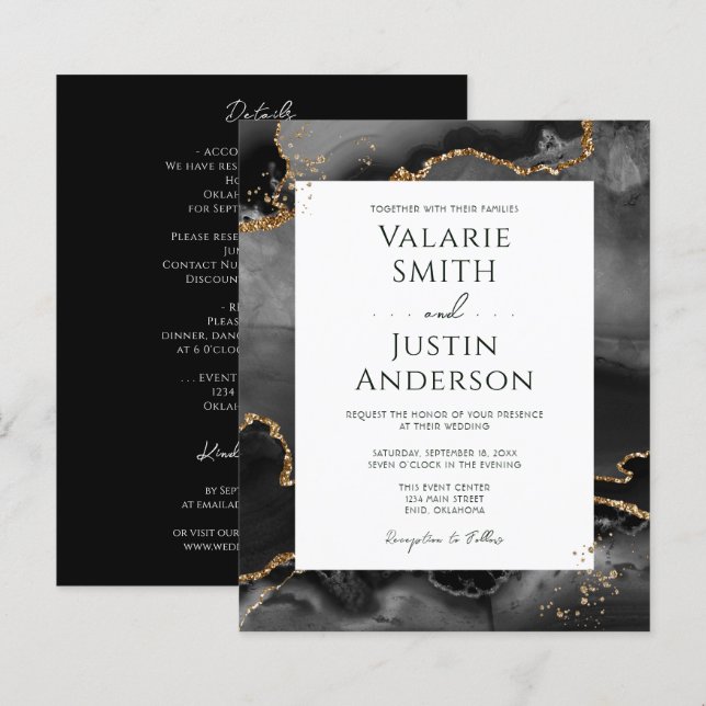 Black Agate Budget Wedding All in One (Front/Back)