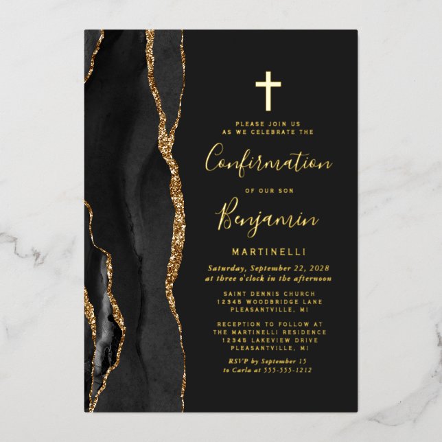 Black Agate Gold Confirmation  (Front)