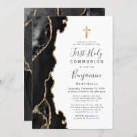  Black Agate Gold Glitter First Holy Communion