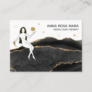 *~* Black Agate - Gold Glitter Goddess Celestial Business Card