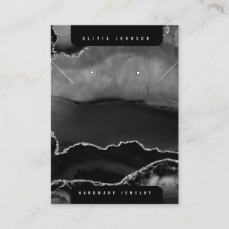 Black Agate Marble Jewelry Display Card