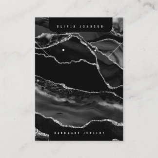 Black Agate Marble Jewelry Display Card