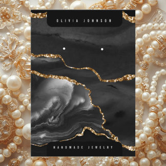 Black Agate Marble Jewelry Display Card