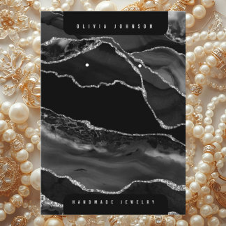 Black Agate Marble Jewelry Display Card