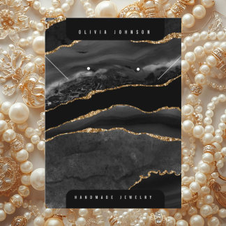 Black Agate Marble Jewelry Display Card