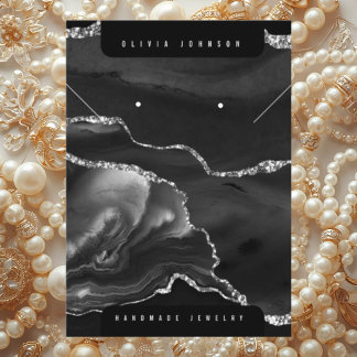 Black Agate Marble Jewelry Display Card