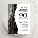 Black Agate White Gold Surprise 90th Birthday Invitation<br><div class="desc">Black,  white and gold agate surprise 90th birthday party invitation. Elegant modern design featuring watercolor agate marble geode background,  faux glitter gold and typography script font. Trendy invite card perfect for a stylish women's bday celebration. Printed Zazzle invitations or instant download digital printable template.</div>