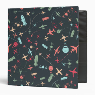 Black Airplane and Aviation Pattern Binder
