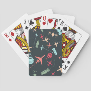 Black Airplane and Aviation Pattern Playing Cards