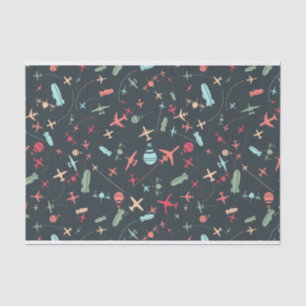 Black Airplane and Aviation Pattern Tissue Paper