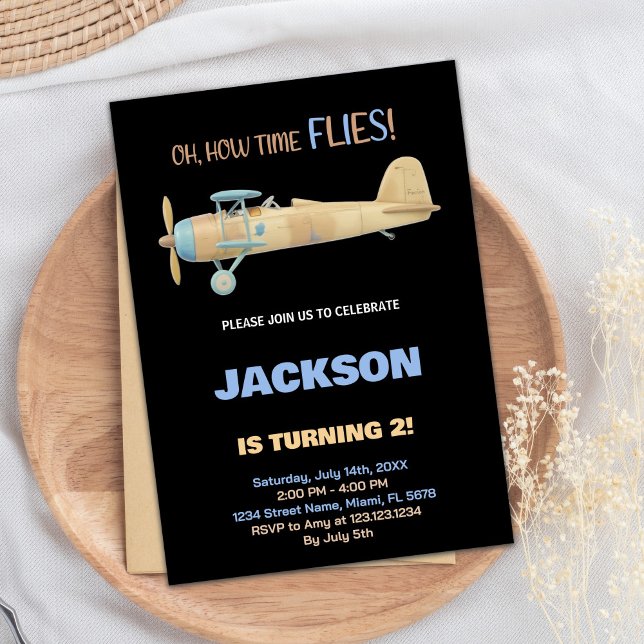 Black Airplane Birthday Invitations (Black Airplane Birthday Invitations)