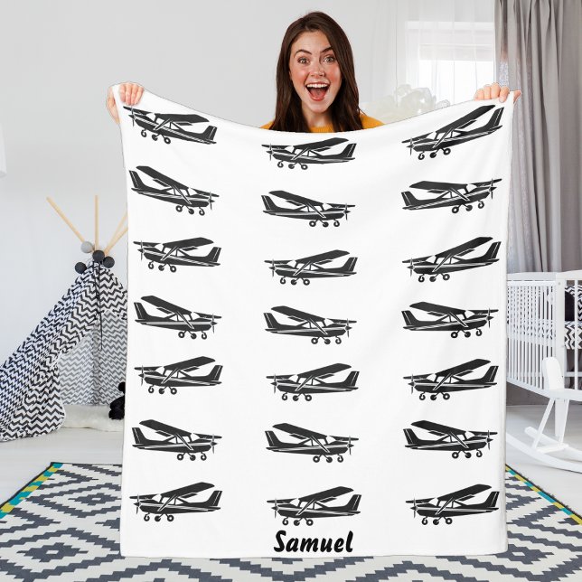 Black Airplane Travel Baby First Birthday,Aviation Fleece Blanket (Creator Uploaded)