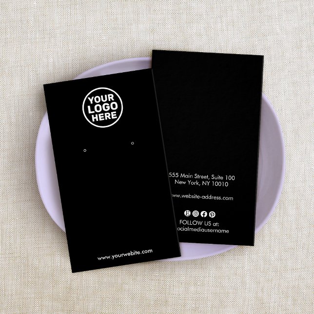 Black Ajouter Logo Social Media Écouter Carte d'af (Créateur téléchargé)