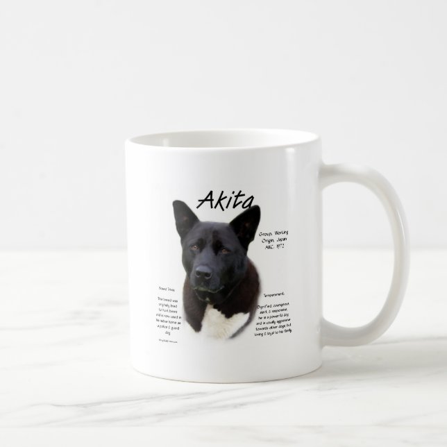 Black Akita History Design Coffee Mug (Right)