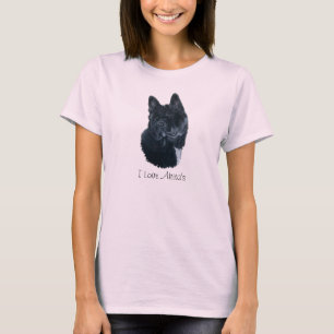 black akita with white chest dog portrait art T-Shirt