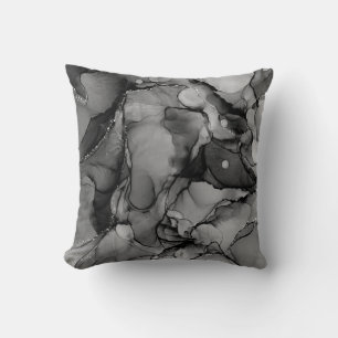 Black alcohol ink throw pillow