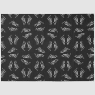 Black Alice in Wonderland White Rabbit Art Pattern Tissue Paper