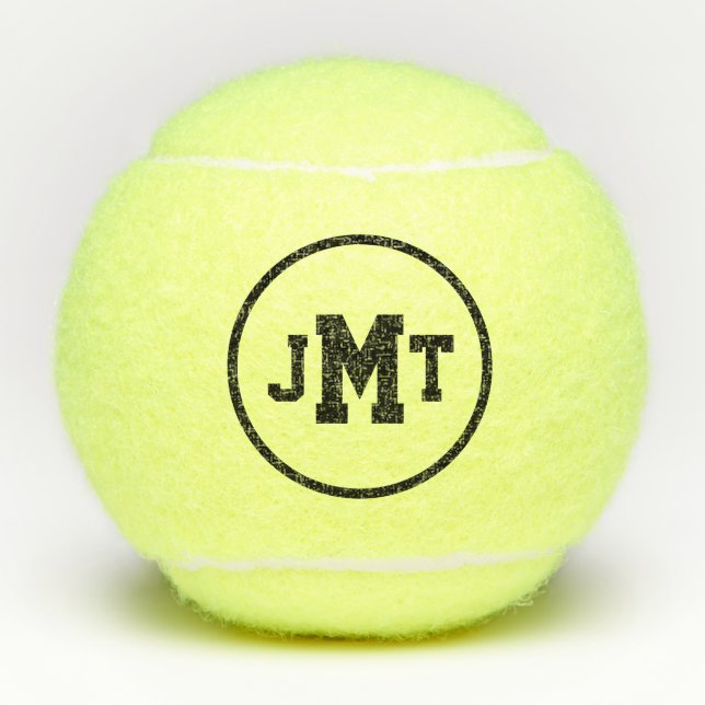 Black All-American Monogram Tennis Balls (Front)