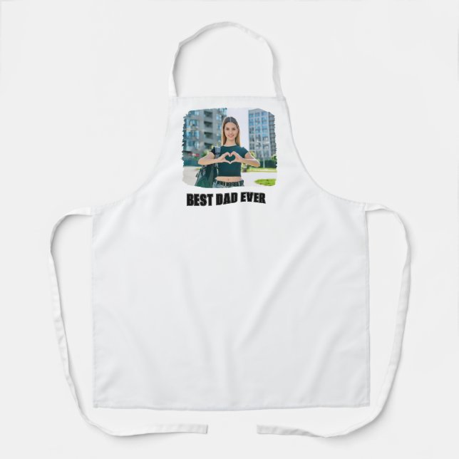 Black All Caps Best Dad Ever Photo Apron (Front)