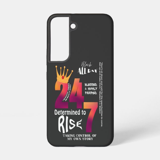Black All Day 24/7 Slogan Graphic Samsung Galaxy S22 Case (Back)