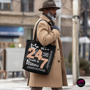 Black All Day 24/7 Slogan Graphic Tote Bag